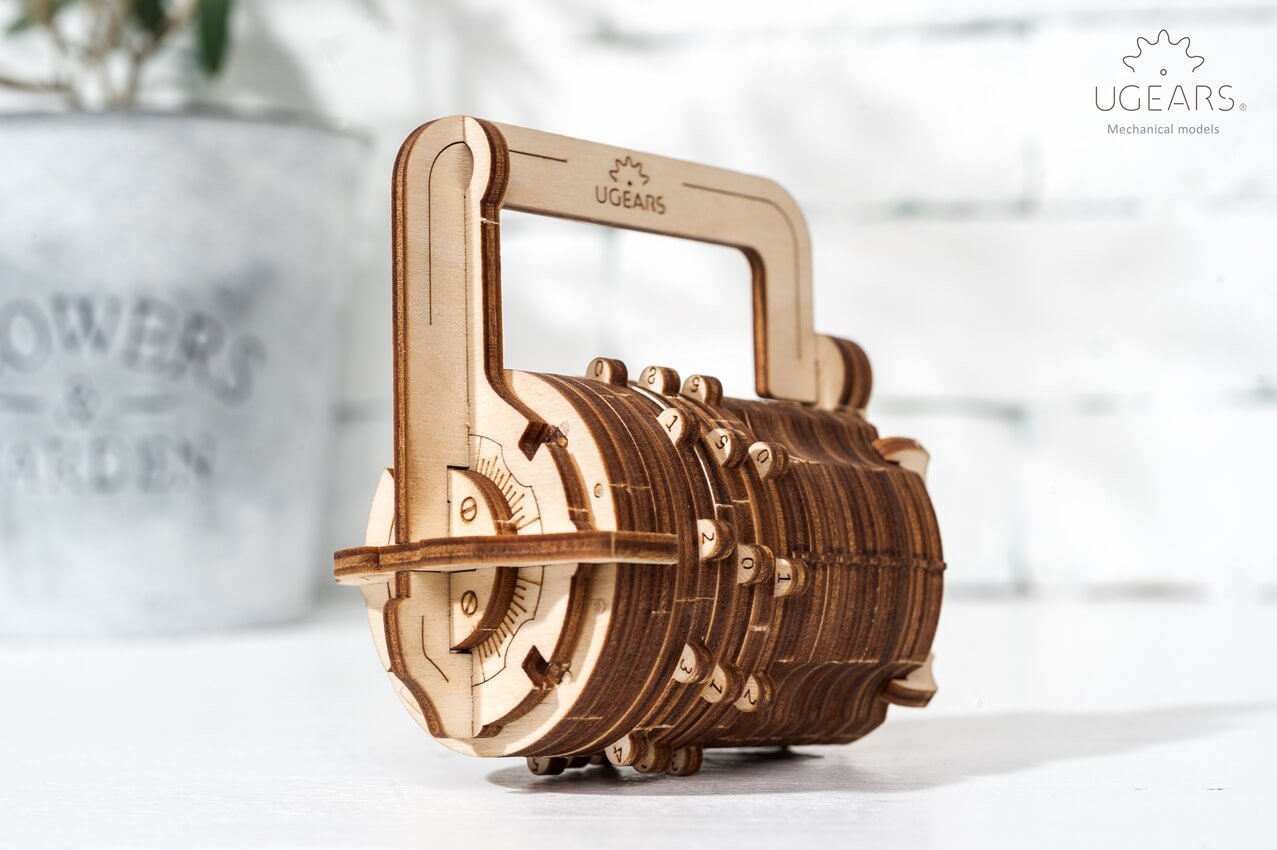 UGears Mechanical Wooden Model 3D Puzzle Kit Combination Lock