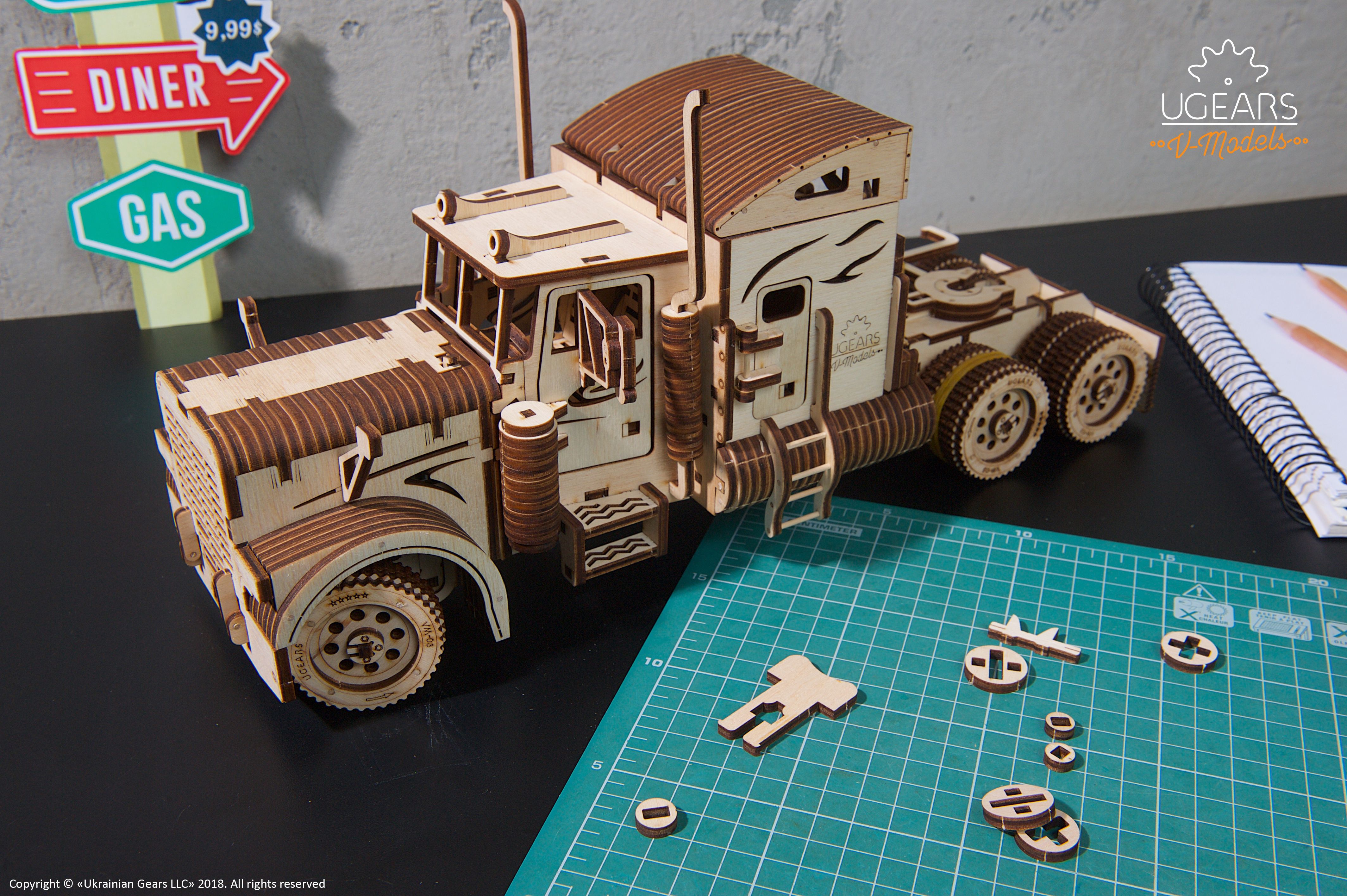 UGears Mechanical Wooden Model 3D Puzzle Kit Heavy Boy Truck VM-03