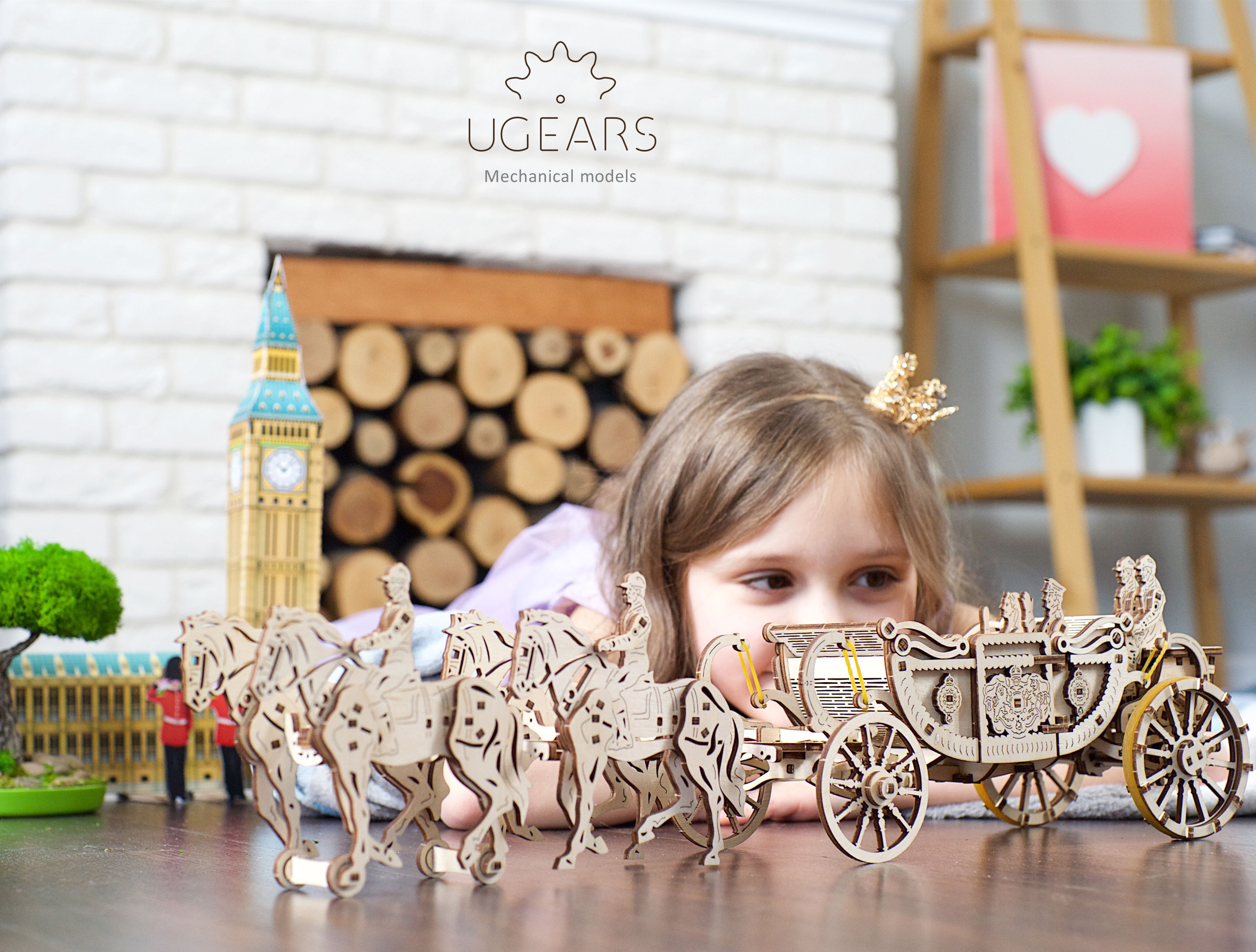 UGears Mechanical Wooden Model 3D Puzzle Kit Royal Carriage