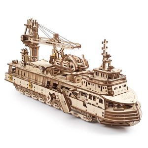 UGears Mechanical Wooden Model 3D Puzzle Kit Research Vessel
